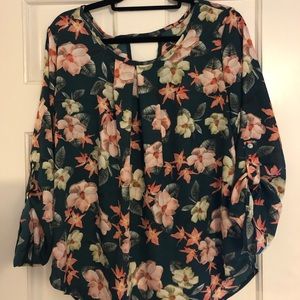 Isabelle green floral scoop neck blouse